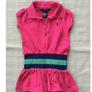 Ralph Lauren Girls Short Sleeve Polo Hot Pink Dress Size 2T Great Condition